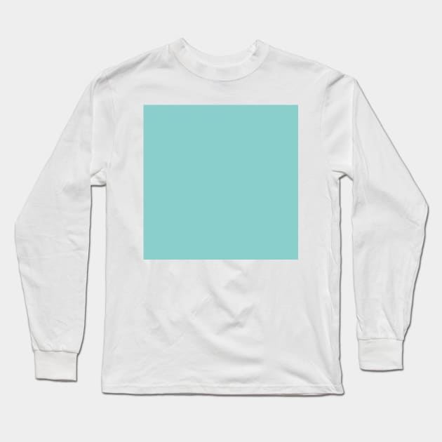 Solid Blue Sea Foam Light Blue Monochrome Minimal Design Long Sleeve T-Shirt by HiddenPuppets